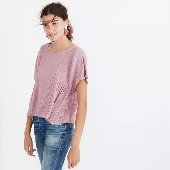 Madewell Texture & Thread Micropleat Top In Mauve - Picture 3 of 7